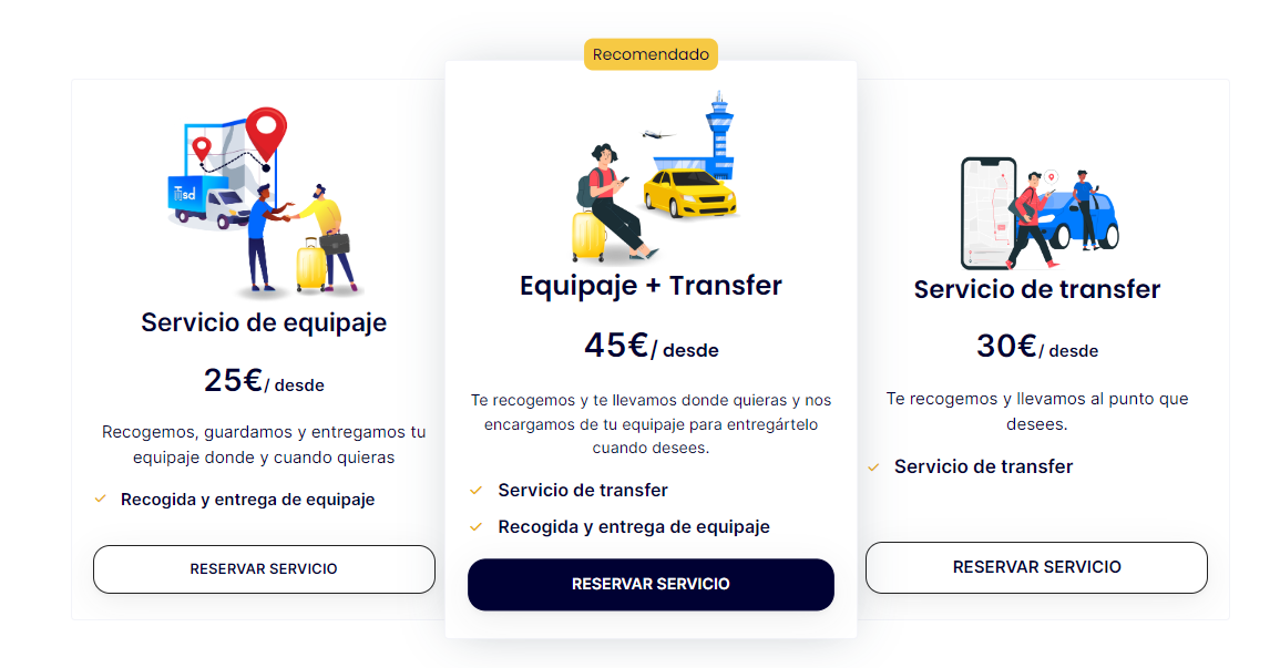 Tabla de precios de TSD Experience