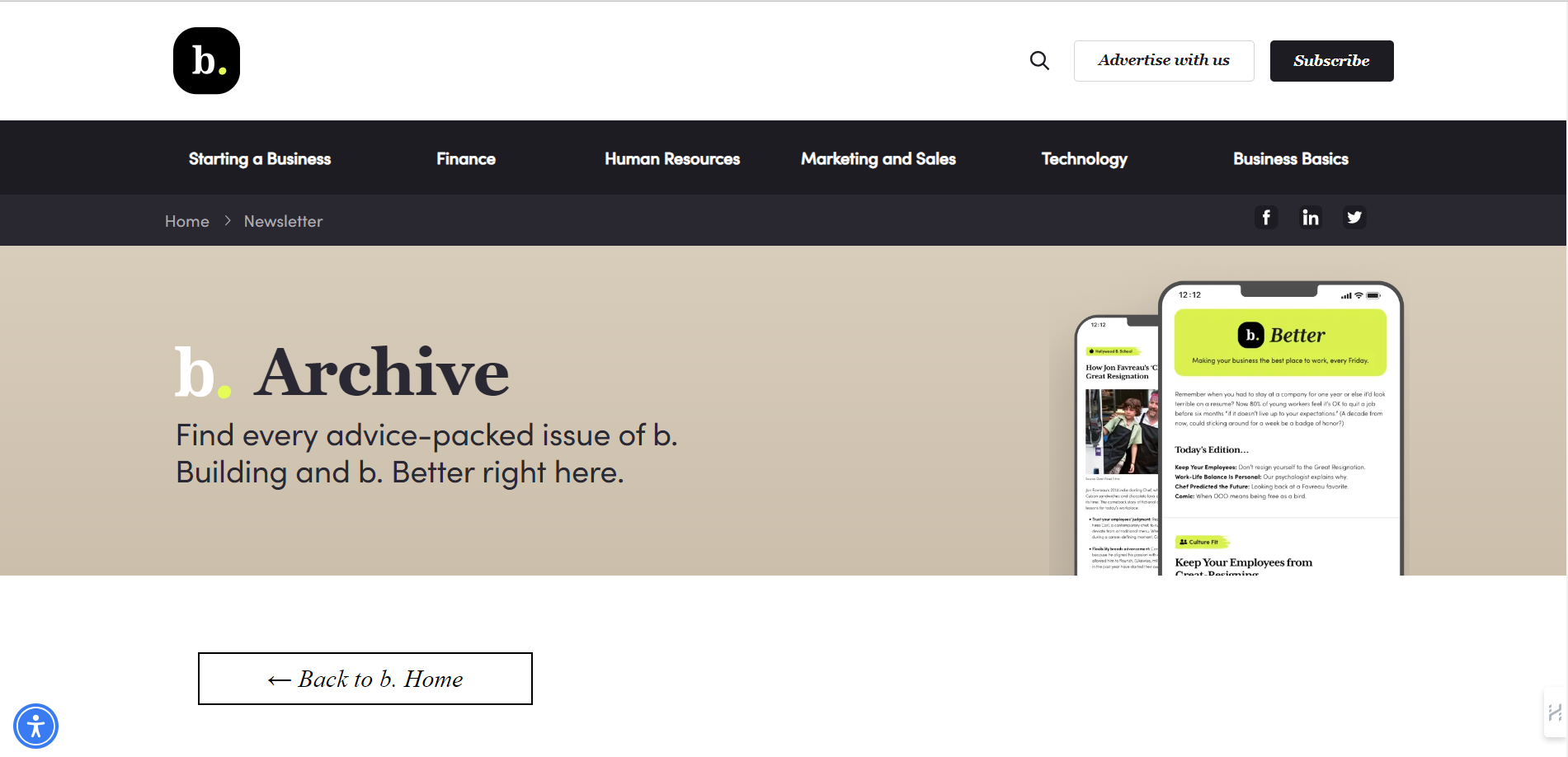 Imagen de la portada del archivo de la revista digital b. Newsletter